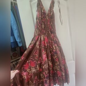 Floral Brown and Pink Dress